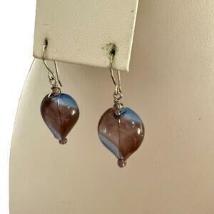 Handblown Blue & Purple Artisan Glass Drop Earrings